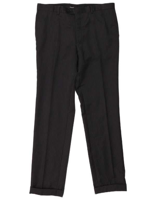 Calça masculina Ferre de terno reto W36 L33 risca de giz azul marinho