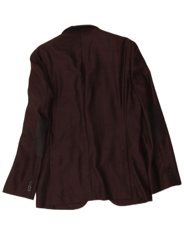 Jaqueta Blazer Masculina Hugo Boss com 2 Botões EU 48 Lã Borgonha Média