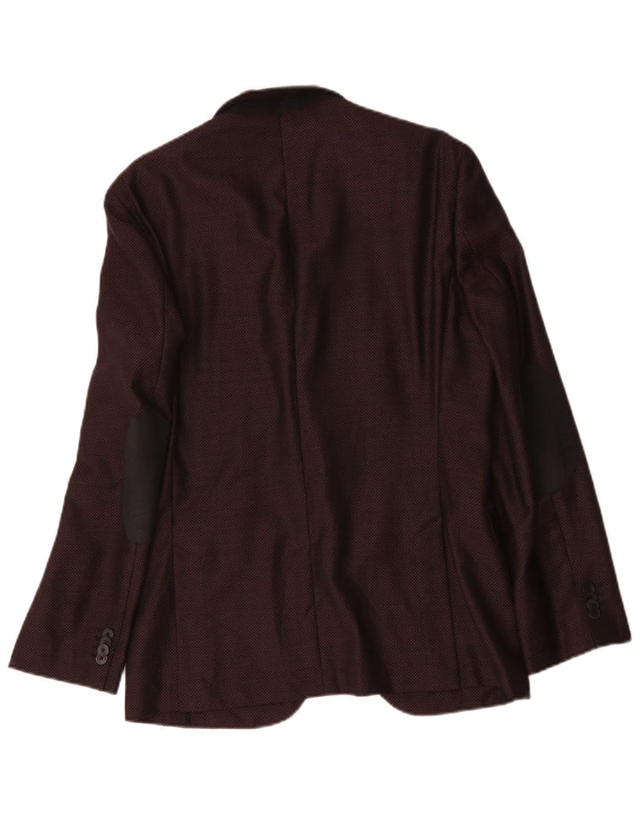 Jaqueta Blazer Masculina Hugo Boss com 2 Botões EU 48 Lã Borgonha Média