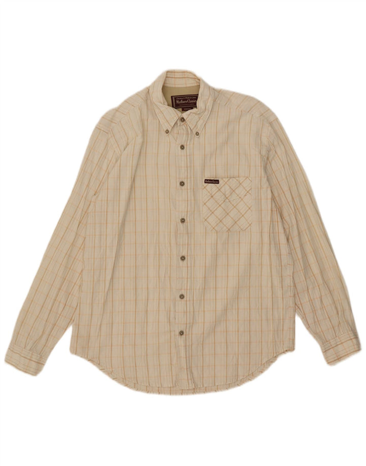 Camisa masculina Marlboro Classics xadrez bege médio