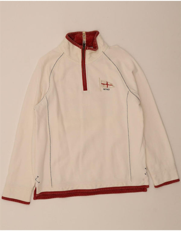 Fat Face Mens Gráfico Zip Neck Moletom Jumper Médio Algodão Branco