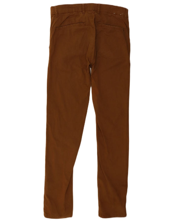 Zara Mens Slim Chino Calças EU 38 Pequeno W30 L29 Algodão Marrom