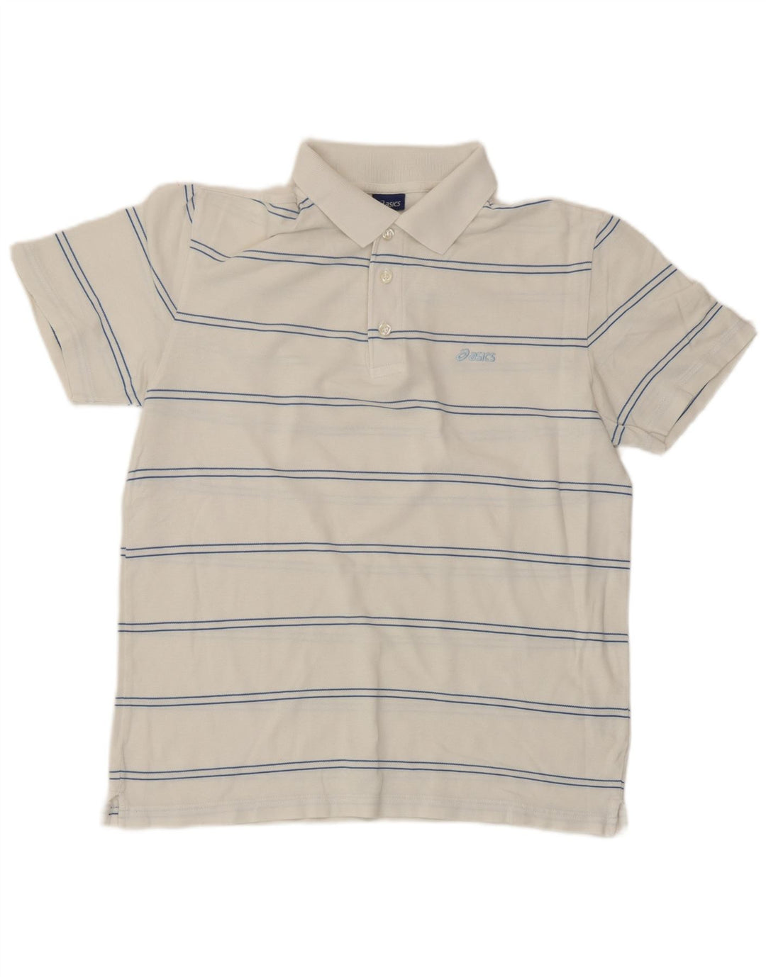 Camisa polo masculina Asics médio branco listrado algodão
