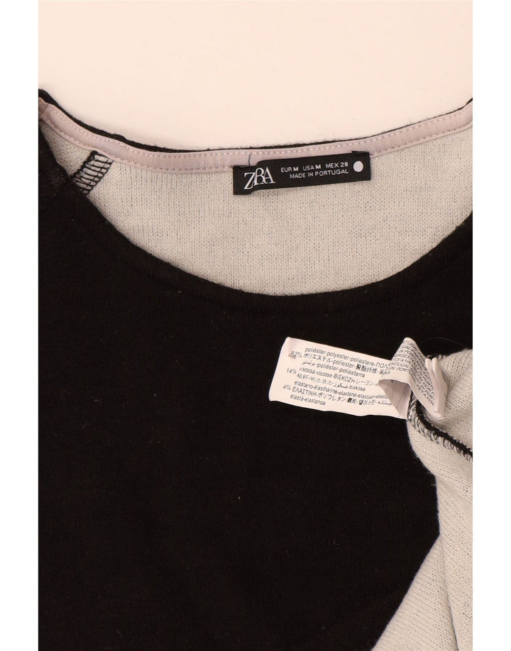 ZARA moletom feminino oversized jumper UK 14 médio preto poliéster