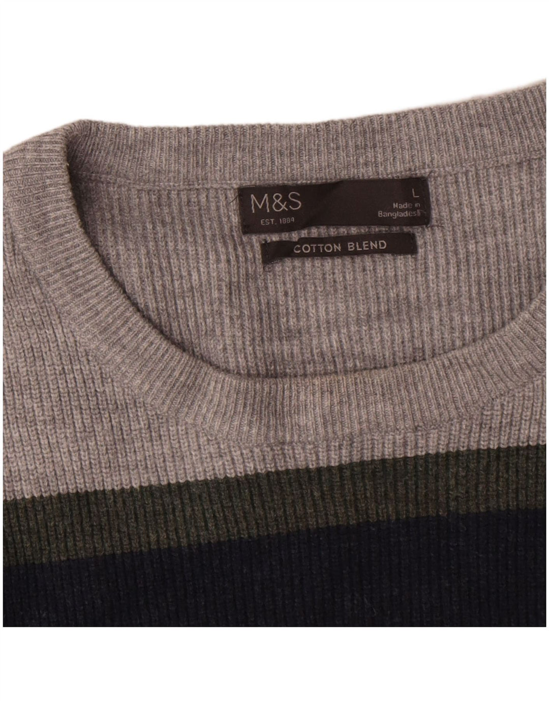Suéter masculino Marks & Spencer com gola redonda, grande listrado multicolorido