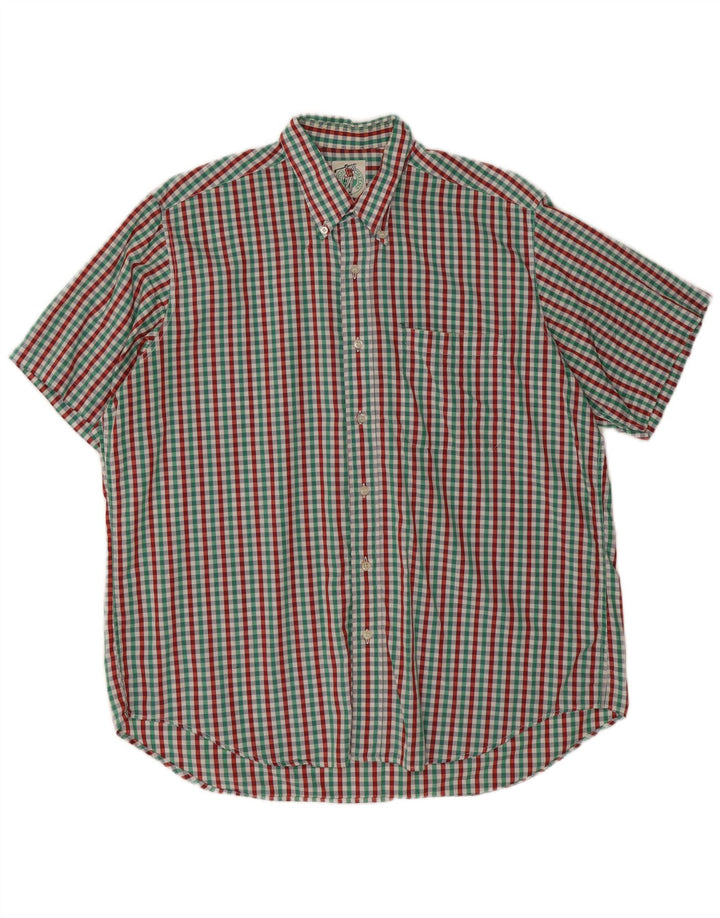 Camisa masculina vintage de manga curta XL multicolorida guingão