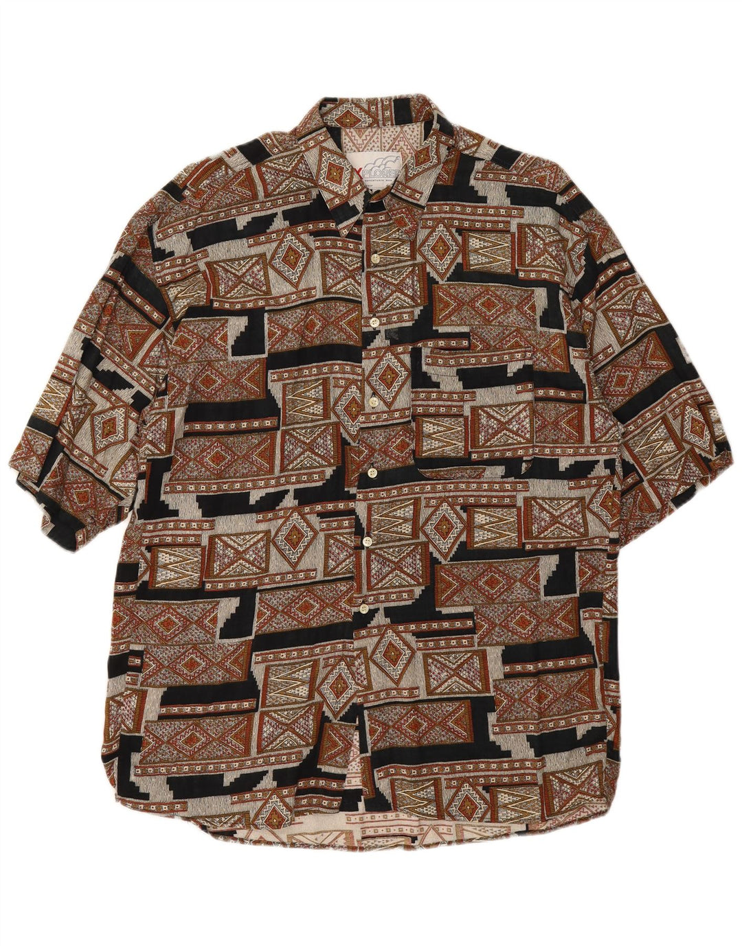 Camisa masculina de manga curta Explorer XL marrom geométrica