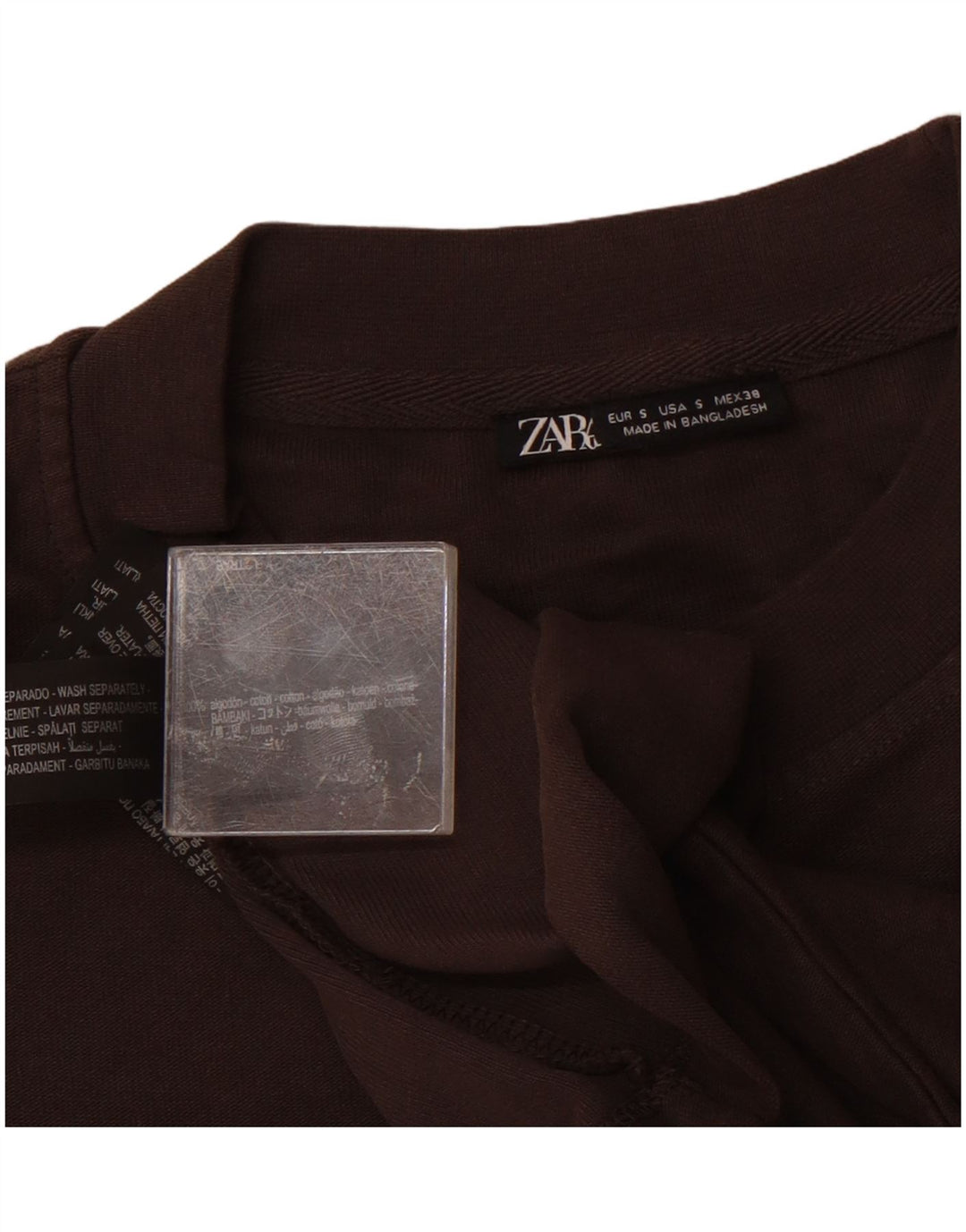Camiseta masculina Zara Top pequeno algodão cinza