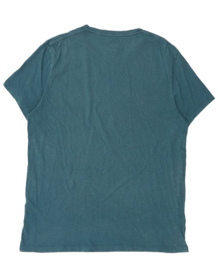 Camiseta masculina gráfica Jack Wills Top algodão azul médio