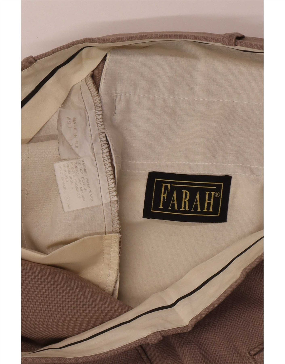 Calça masculina Farah Pegged Suit W36 L28 poliéster marrom