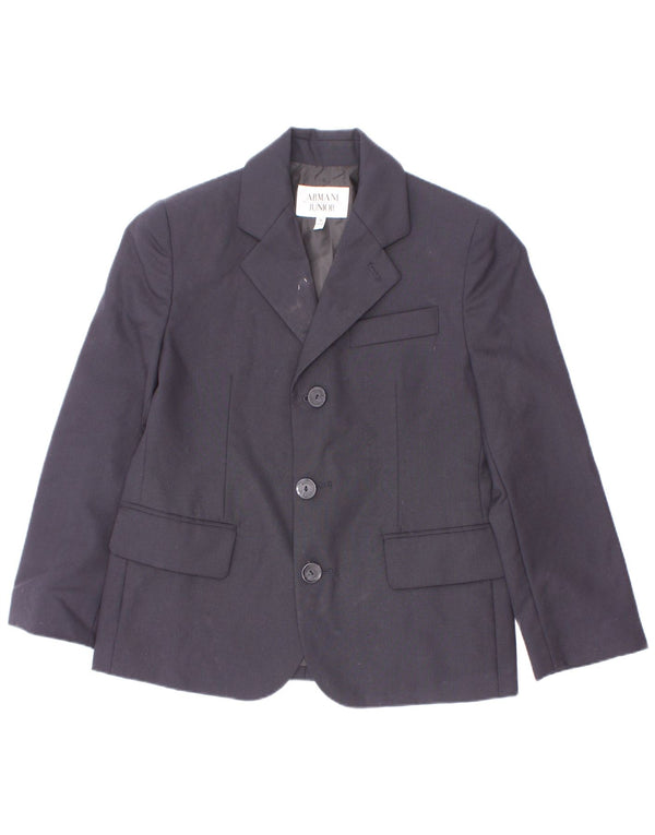 Jaqueta blazer de 3 botões Armani Junior Boys 6-7 anos azul marinho lã