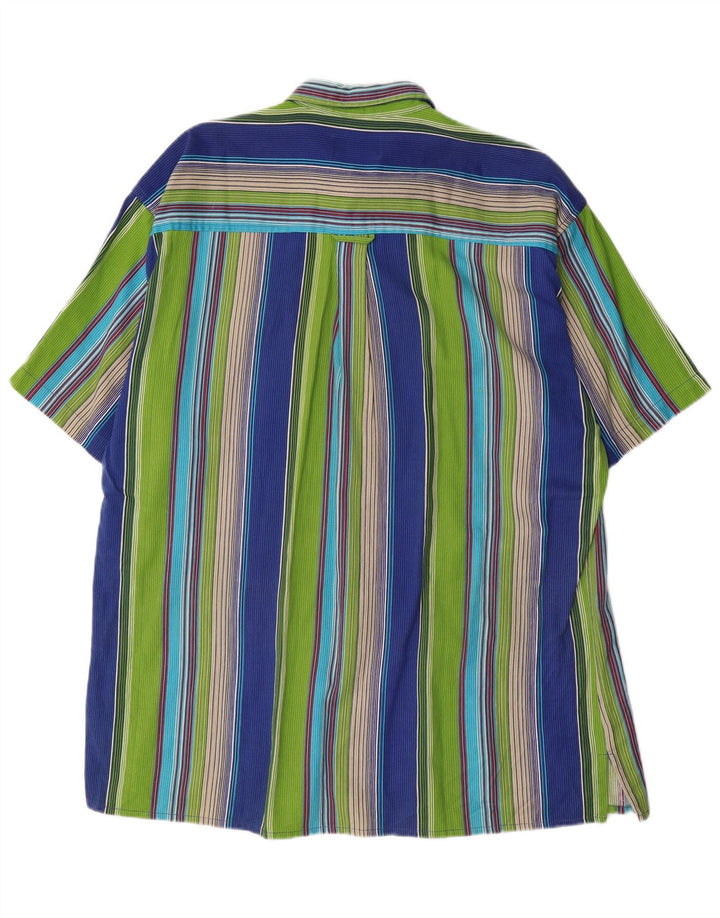 Camisa masculina VINTAGE de manga curta grande algodão listrado multicolorido