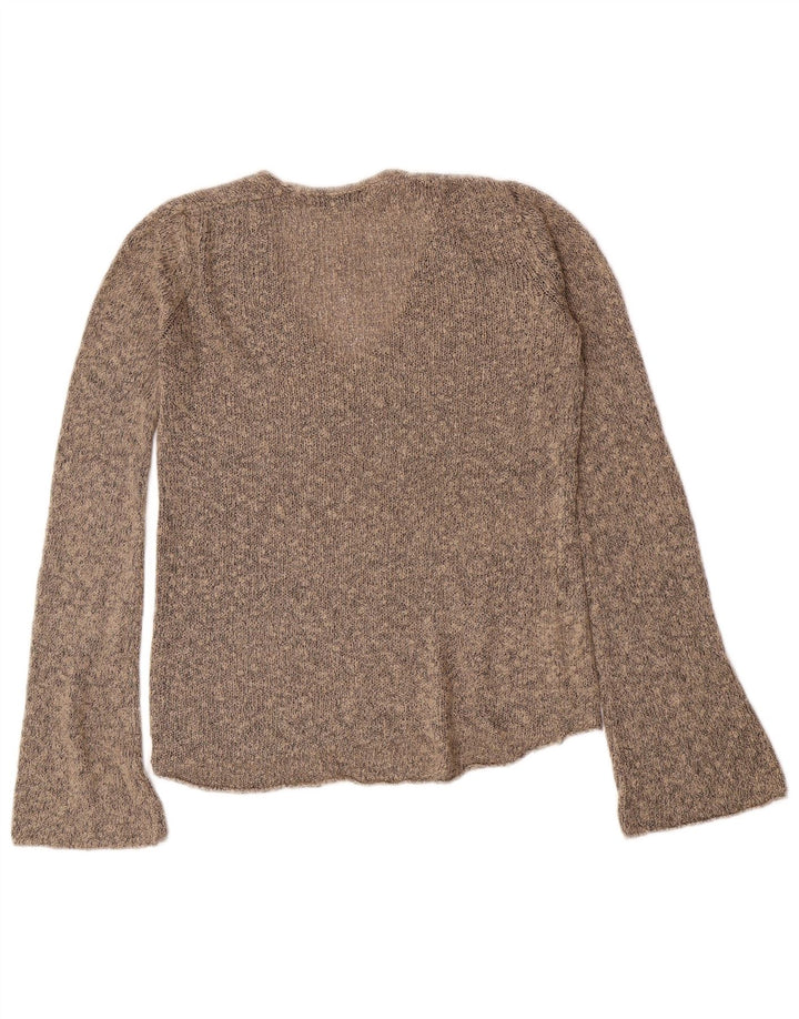 Suéter feminino Zara com decote em V Reino Unido 10 pequeno marrom