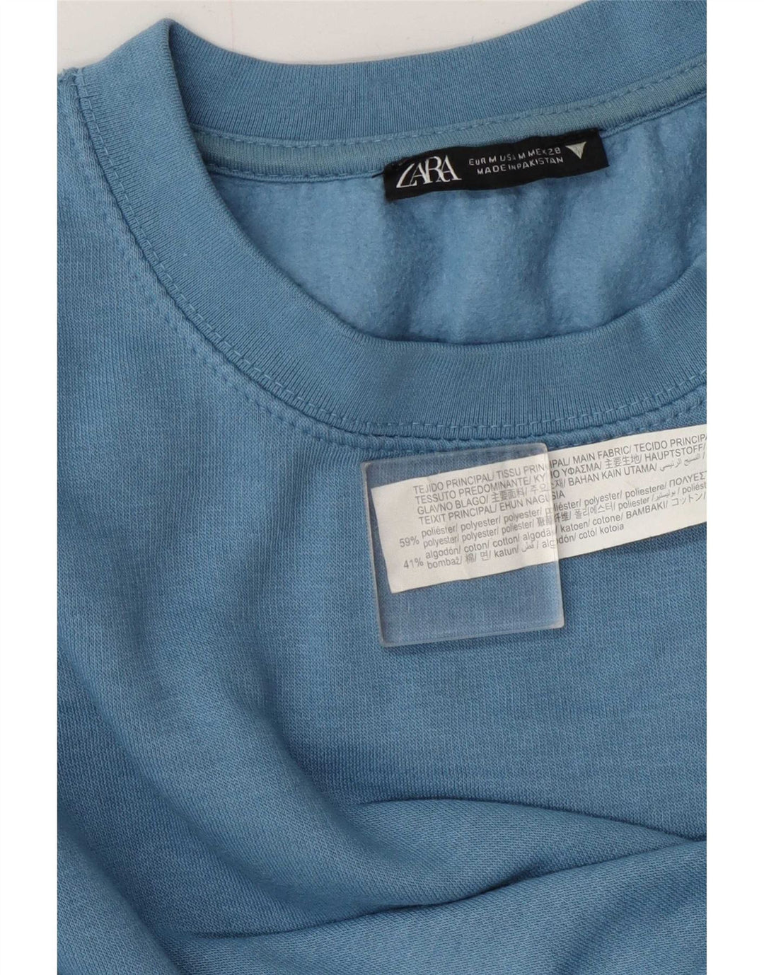 Zara moletom feminino jumper UK 14 poliéster azul médio