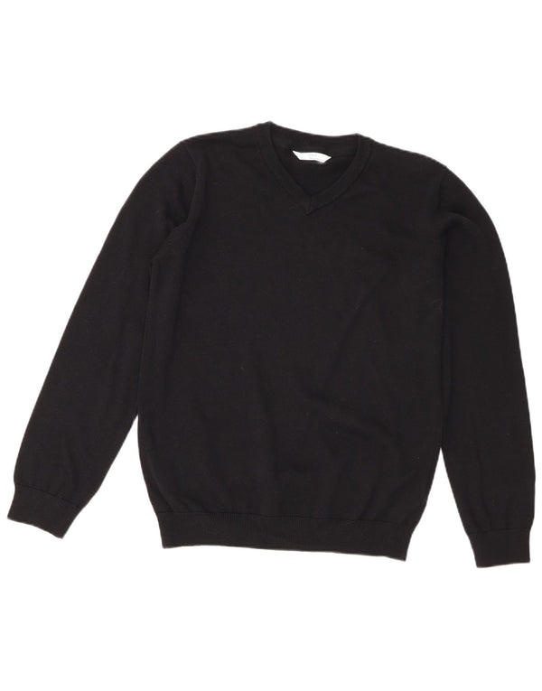 Suéter Marks & Spencer Boys com decote em V 12-13 anos algodão preto