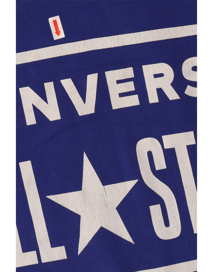 Suéter com capuz gráfico masculino CONVERSE grande algodão azul