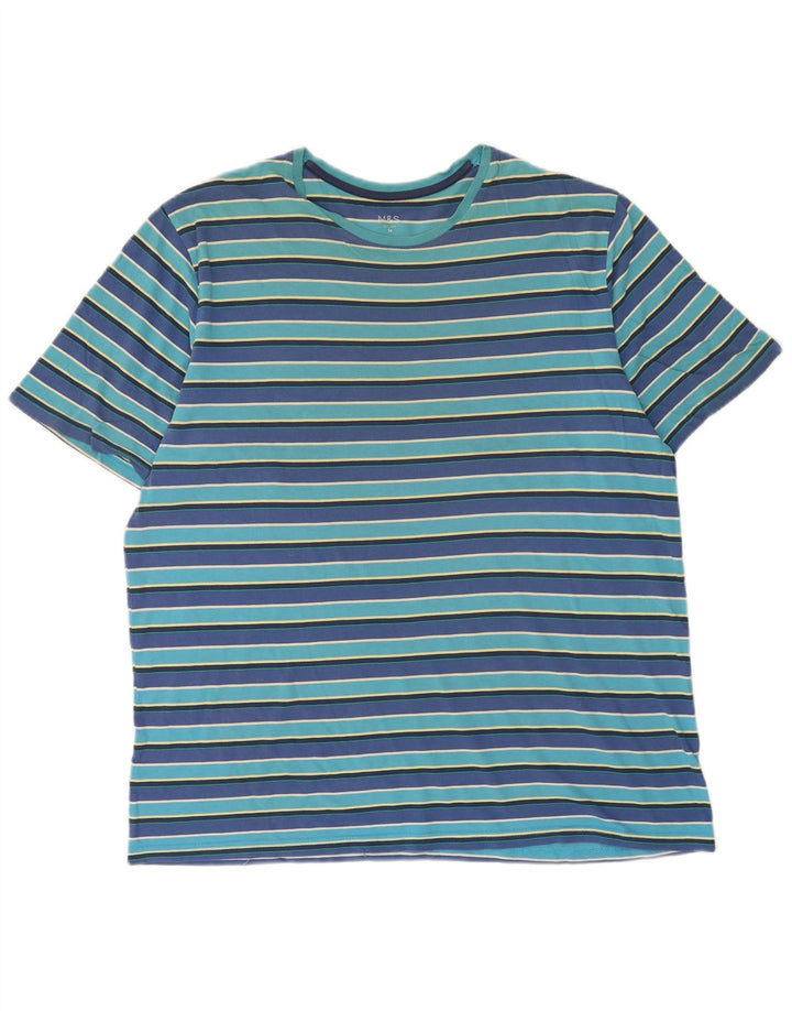 Camiseta masculina Marks & Spencer listrada azul médio