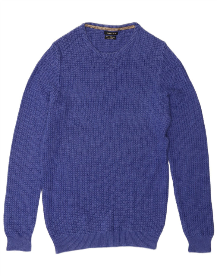 Suéter masculino MASSIMO DUTTI com gola redonda e algodão azul pequeno