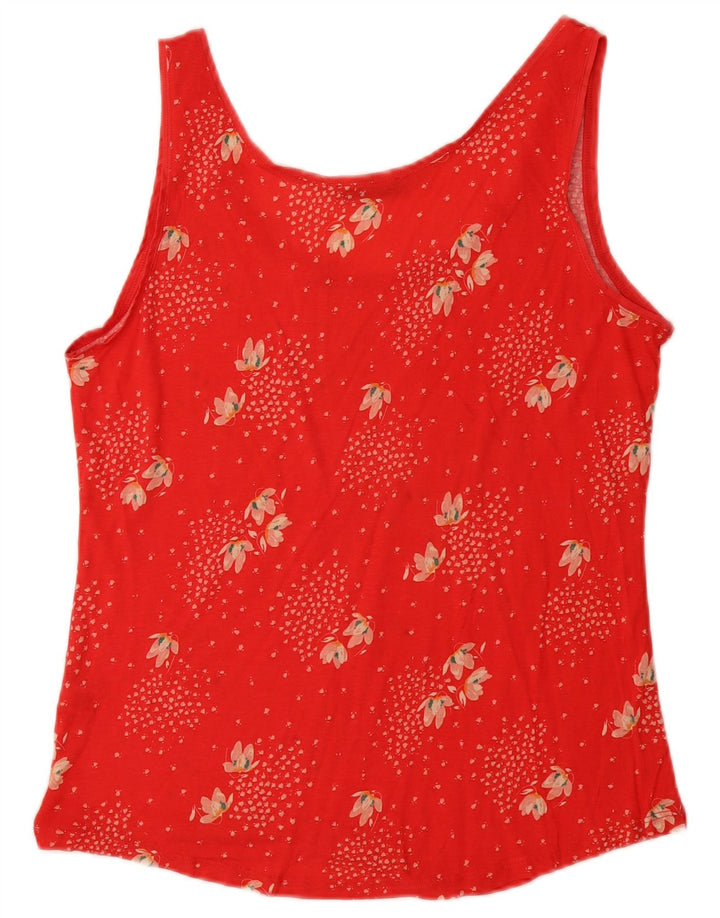 Colete feminino OASIS UK 14 grande viscose floral vermelha