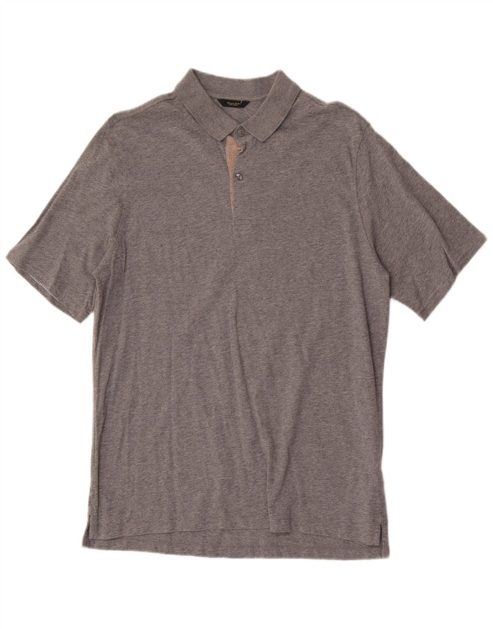 Camisa polo masculina Massimo Dutti grande algodão cinza