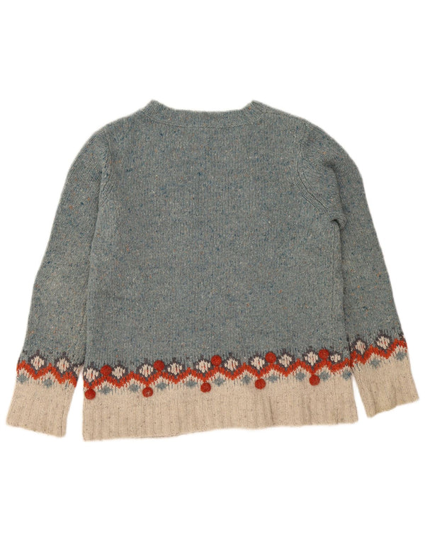 Suéter feminino com gola canoa White Stuff UK 10 Small Blue Fair Isle