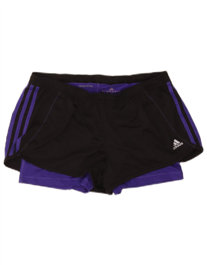 Shorts esportivos femininos Adidas UK 12/14 médio preto colorblock poliéster