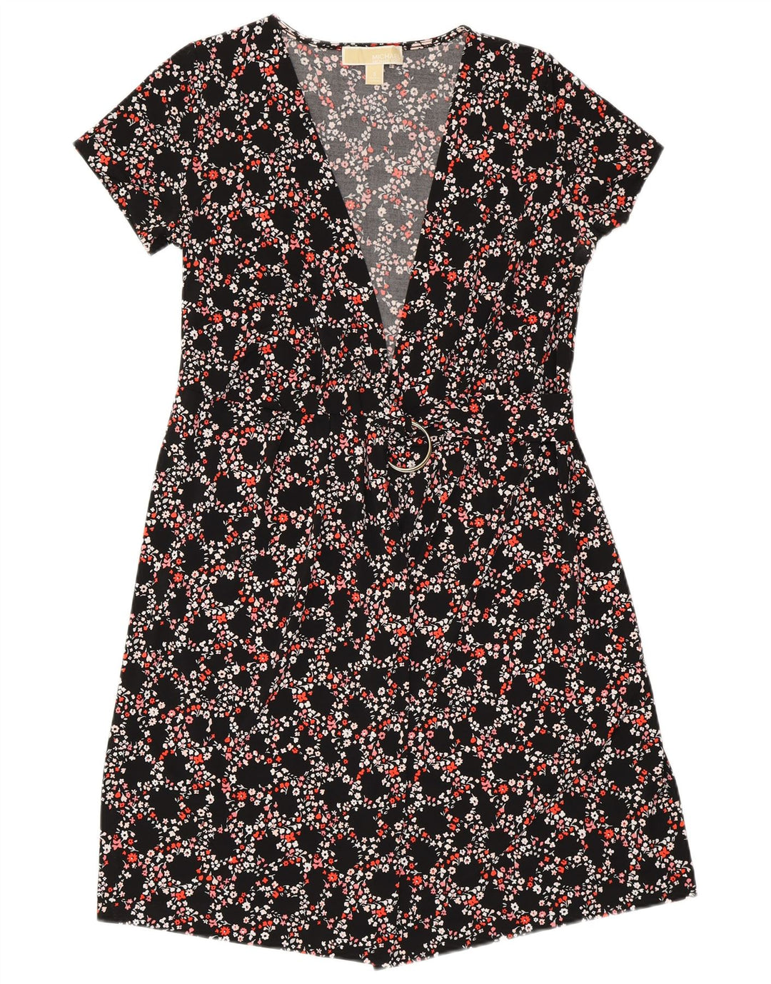 Vestido feminino MICHAEL KORS UK 10 pequeno preto floral poliéster
