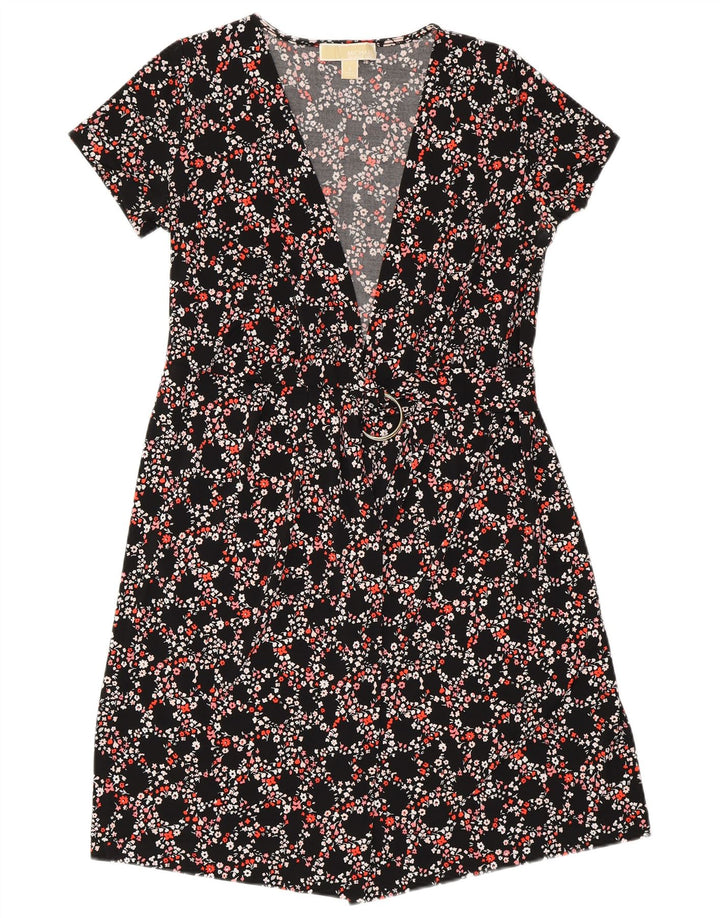 Vestido feminino MICHAEL KORS UK 10 pequeno preto floral poliéster