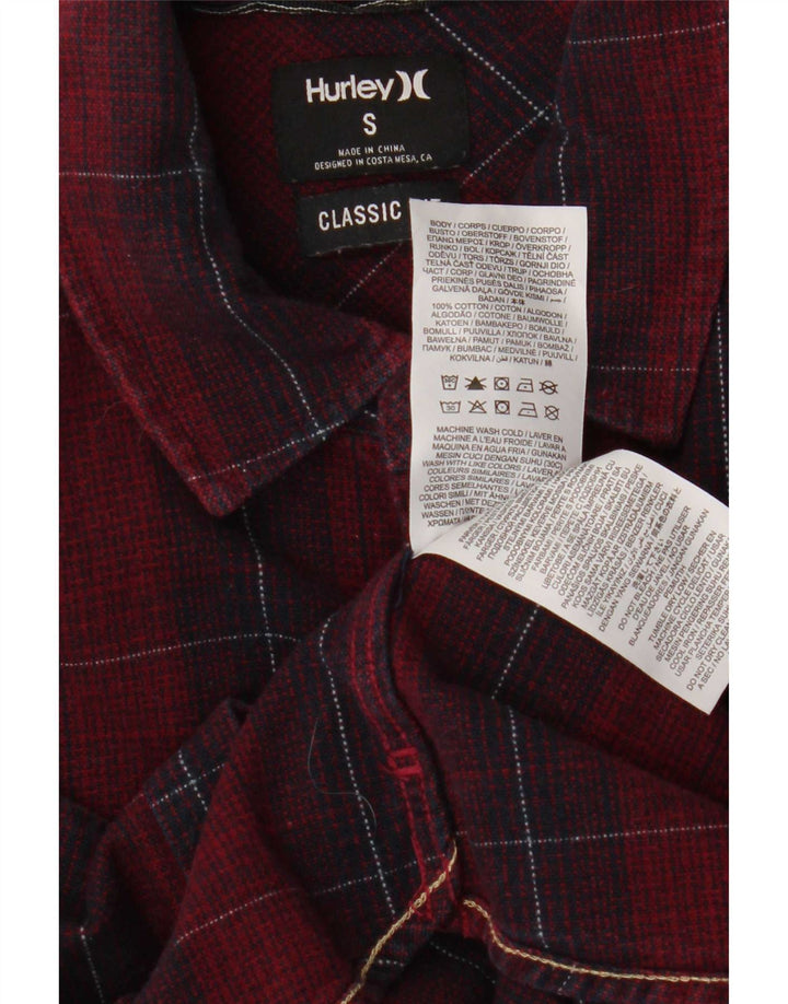 Camisa masculina de flanela Hurley Classic Fit pequena marrom xadrez de algodão