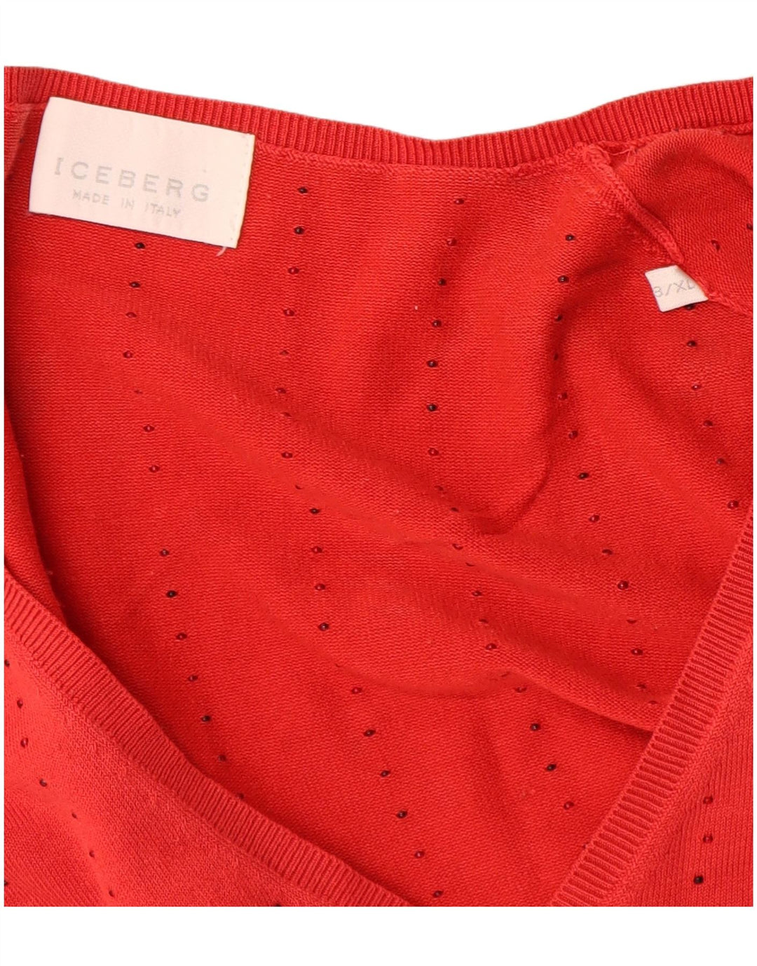 Suéter feminino Iceberg manga 3/4 com decote em V IT 43 seda vermelha média