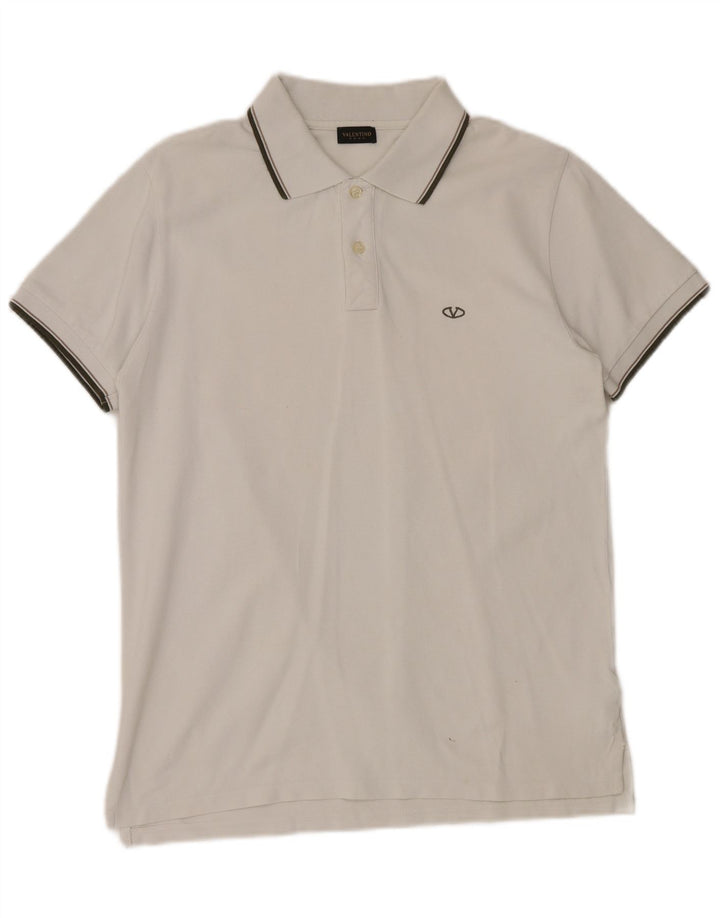 Camisa polo masculina VALENTINO grande algodão branco