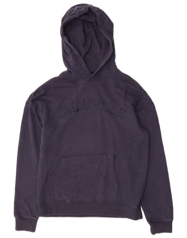 Jack Wills moletom feminino com capuz grande e gráfico UK 6 XS azul marinho algodão