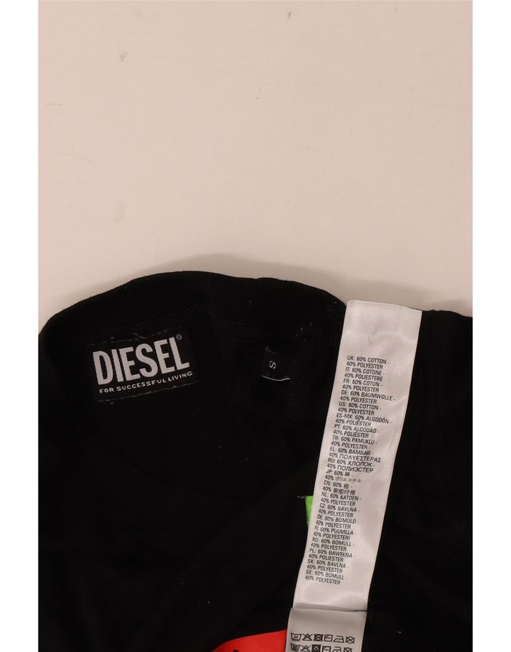 Diesel Camiseta masculina gráfica Top pequeno algodão preto