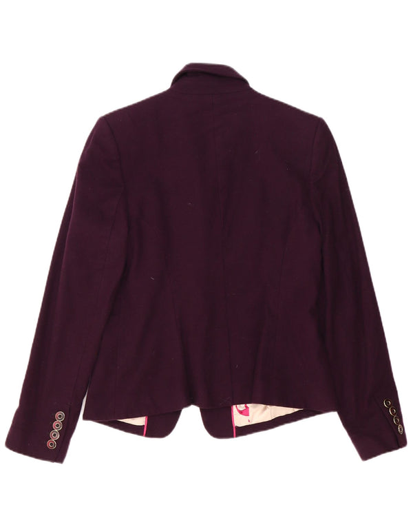 Jaqueta blazer feminina de 1 botão Ted Baker tamanho 3 lã roxa média