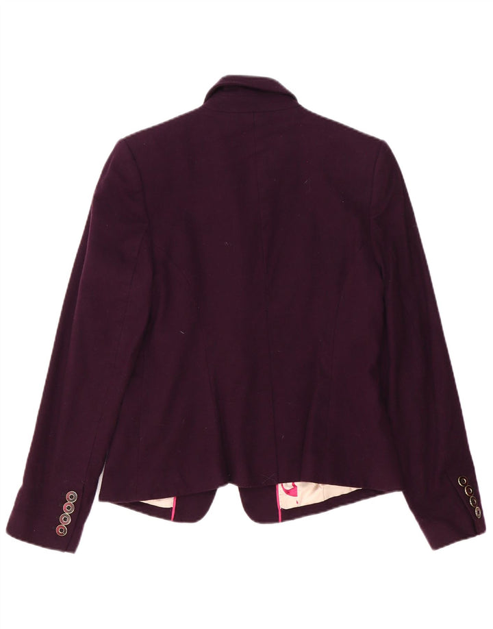 Jaqueta blazer feminina de 1 botão Ted Baker tamanho 3 lã roxa média