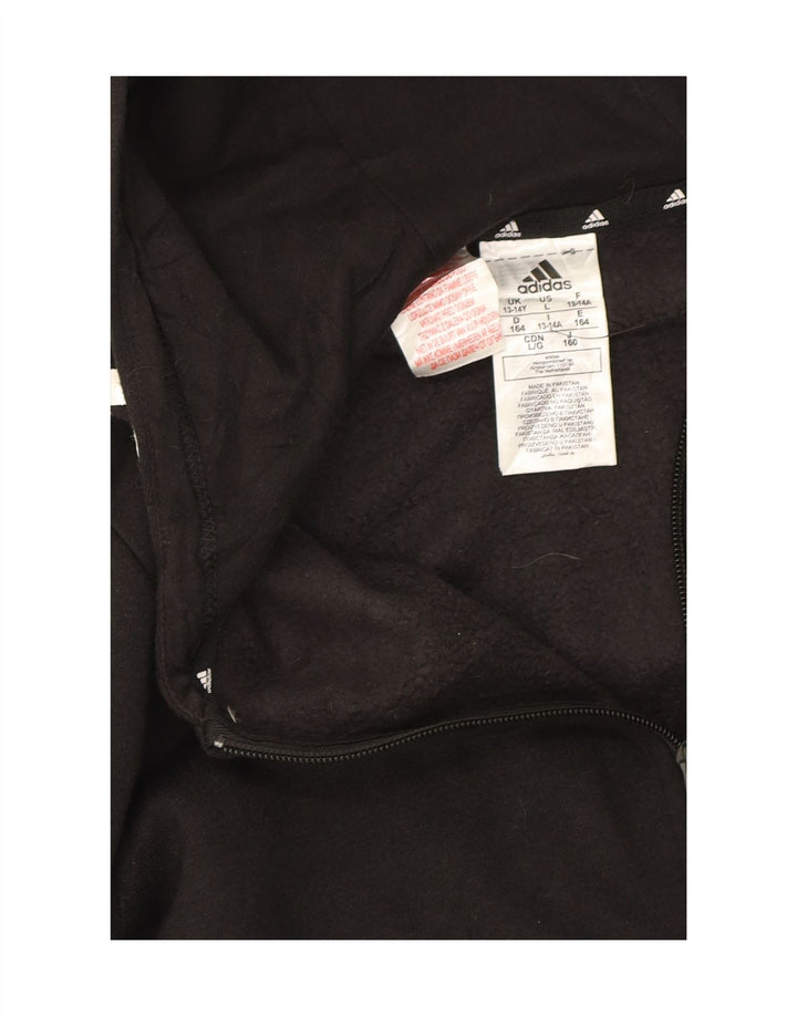 ADIDAS Boys Zip Hoodie Sweater 13-14 Years Black Cotton Vintage Adidas and Second-Hand Adidas from Messina Hembry 