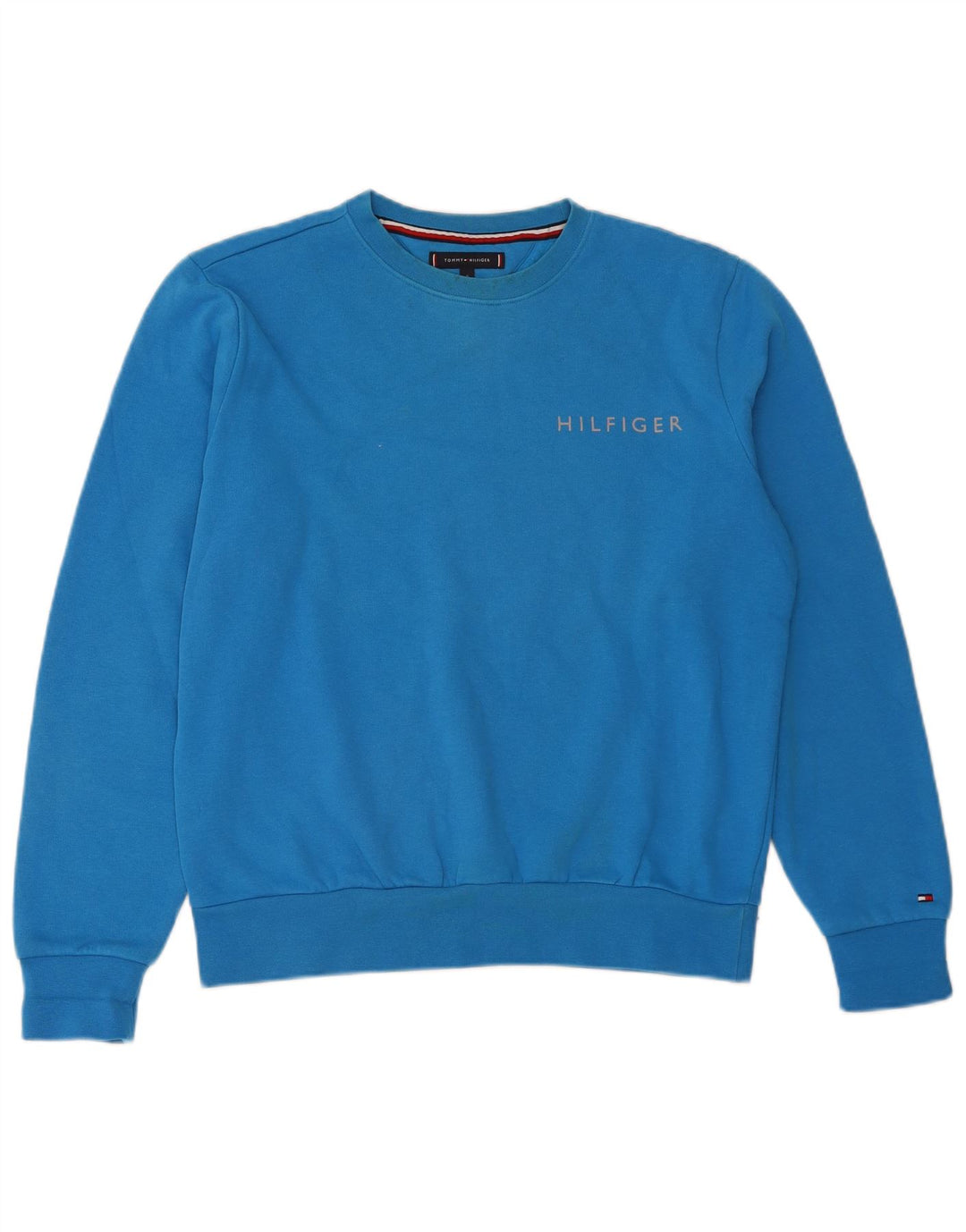 TOMMY HILFIGER Masculino solto ajuste moletom jumper pequeno algodão azul