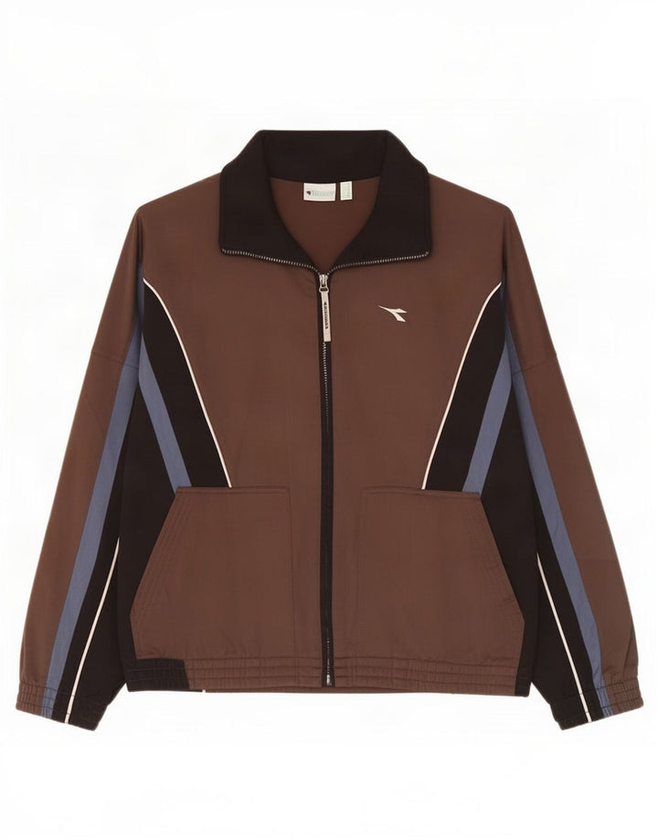 Diadora Mens Tracksuit Top Jacket IT 52 Grande Brown Colourblock Poliéster