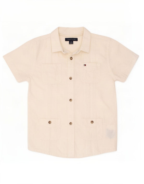 Tommy Hilfiger Camisa masculina de manga curta 3-4 anos algodão branco