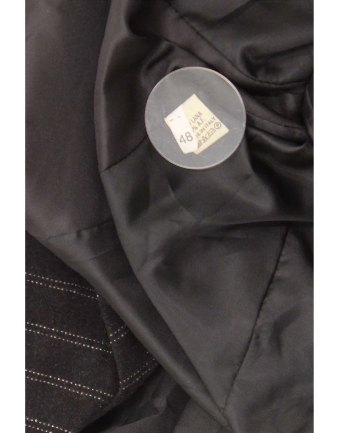 Jaqueta blazer feminina vintage com peito duplo IT 48 XL lã listrada preta