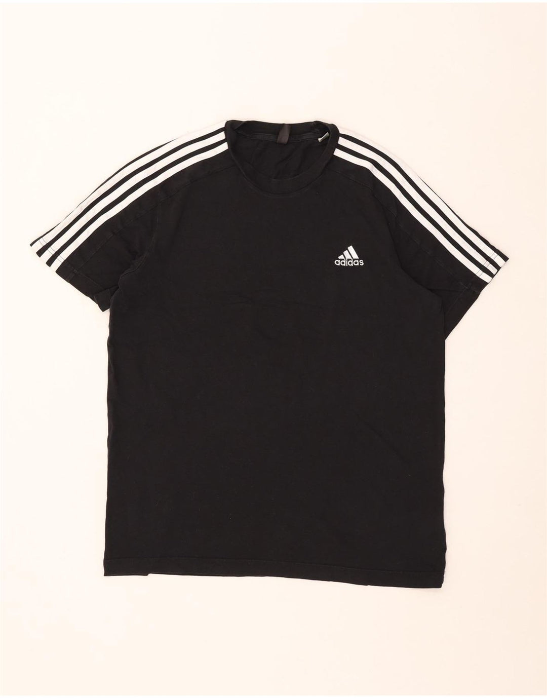 Adidas Mens Camiseta Top Médio Algodão Preto
