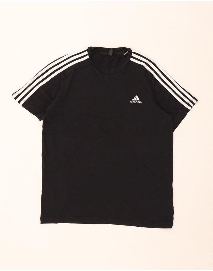 Adidas Mens Camiseta Top Médio Algodão Preto