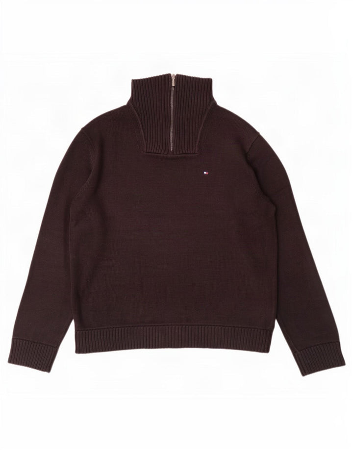 Suéter masculino Tommy Hilfiger com zíper e gola grande preto