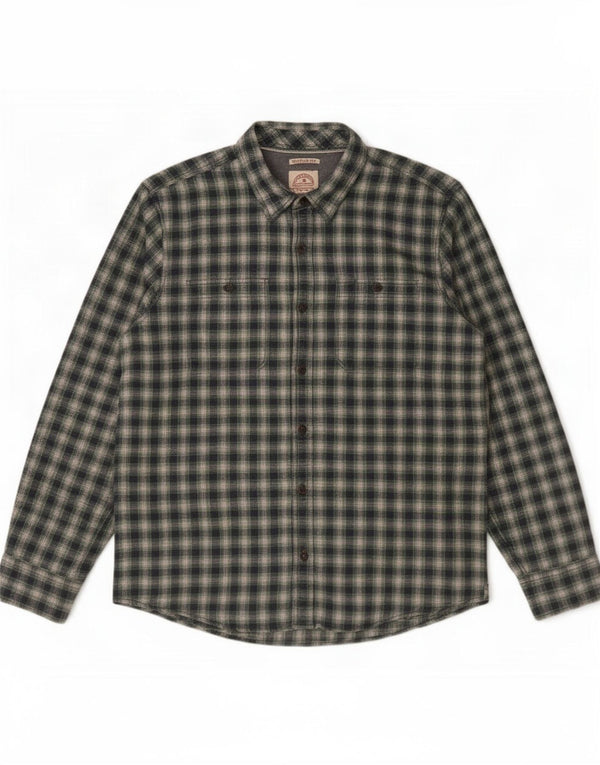 Camisa masculina de flanela de ajuste regular Fat Face XL algodão xadrez verde