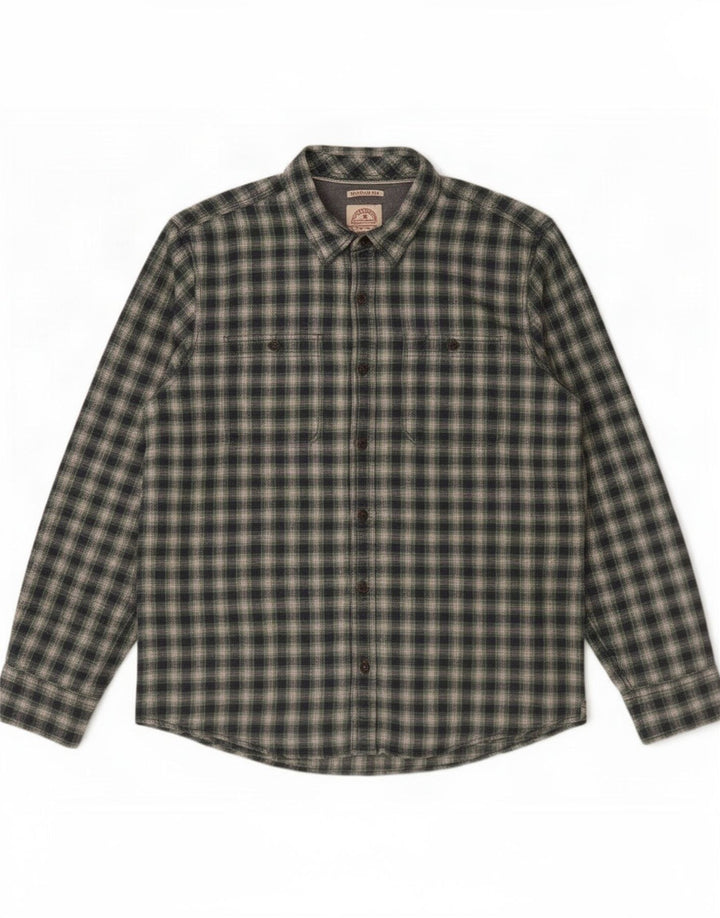 Camisa masculina de flanela de ajuste regular Fat Face XL algodão xadrez verde