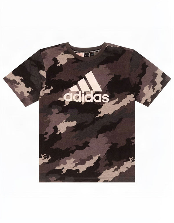 Adidas Boys Graphic T-Shirt Top 13-14 Years Grey Camouflage Cotton