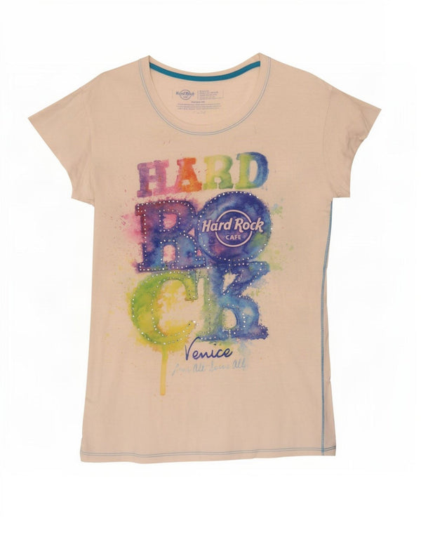 Camiseta gráfica Hard Rock Cafe Girls Venice Top 13-14 anos médio branco