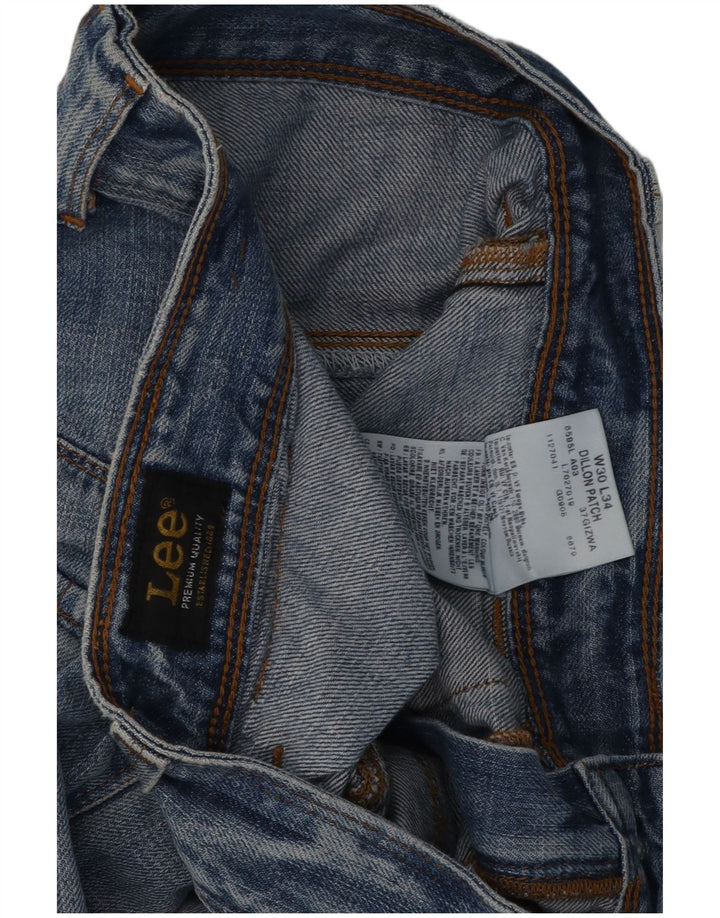 Lee Mens Dillon Patch Straight Jeans W30 L29 Azul Algodão