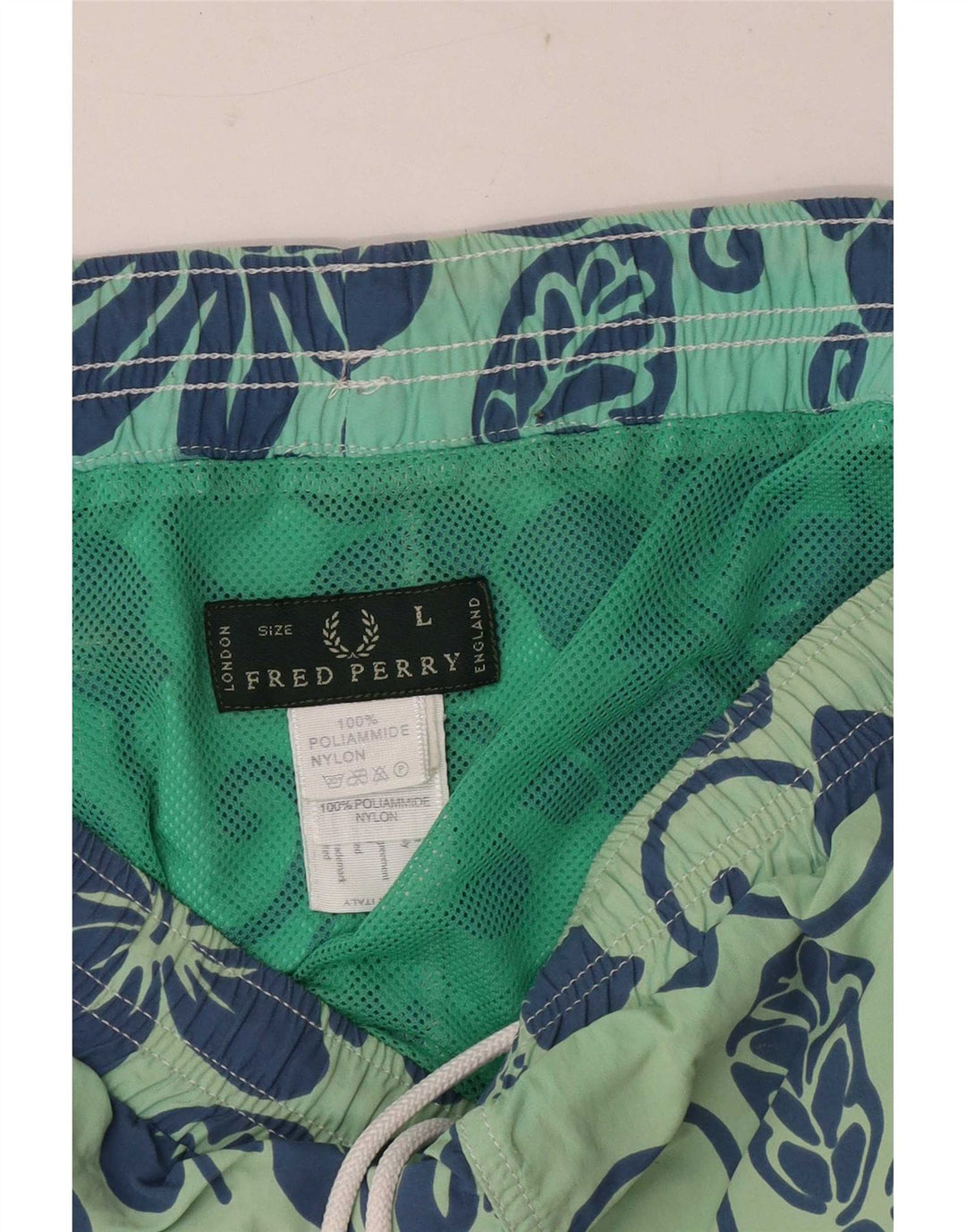 Shorts de natação masculino Fred Perry regular grande poliamida floral verde