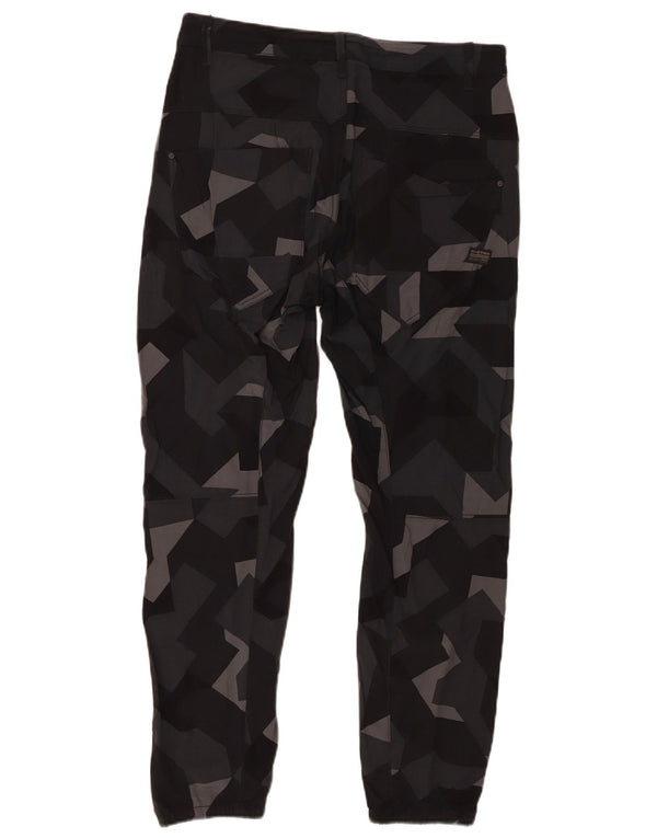 Calça cargo feminina G-Star cônica solta ajuste W26 L26 cinza geométrico